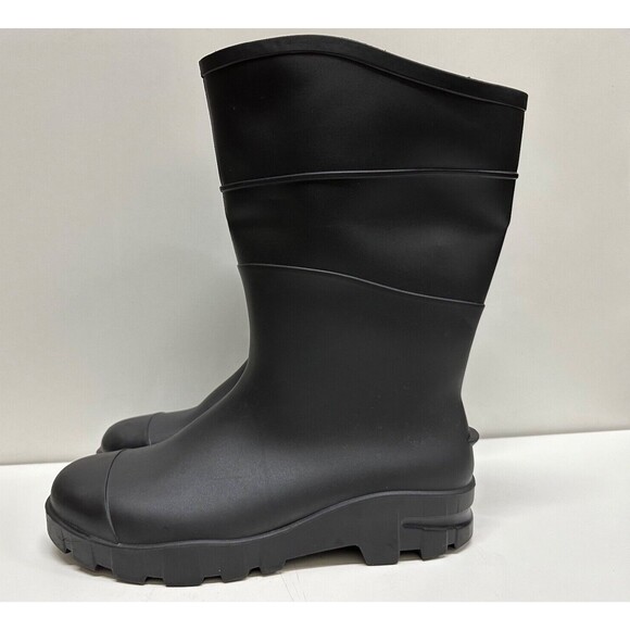 Rainboots men size 10 women size 12 unisex black rubber waterproof  made in USA main image 10